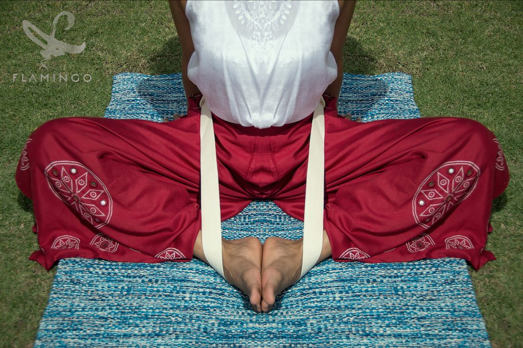 Flamingo yoga strap for Baddhakonasana