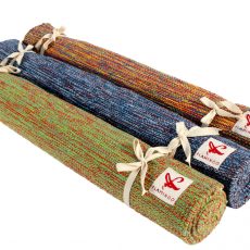 Vibrant handwoven cotton travel mats, lightweight and available throughout the UAE.